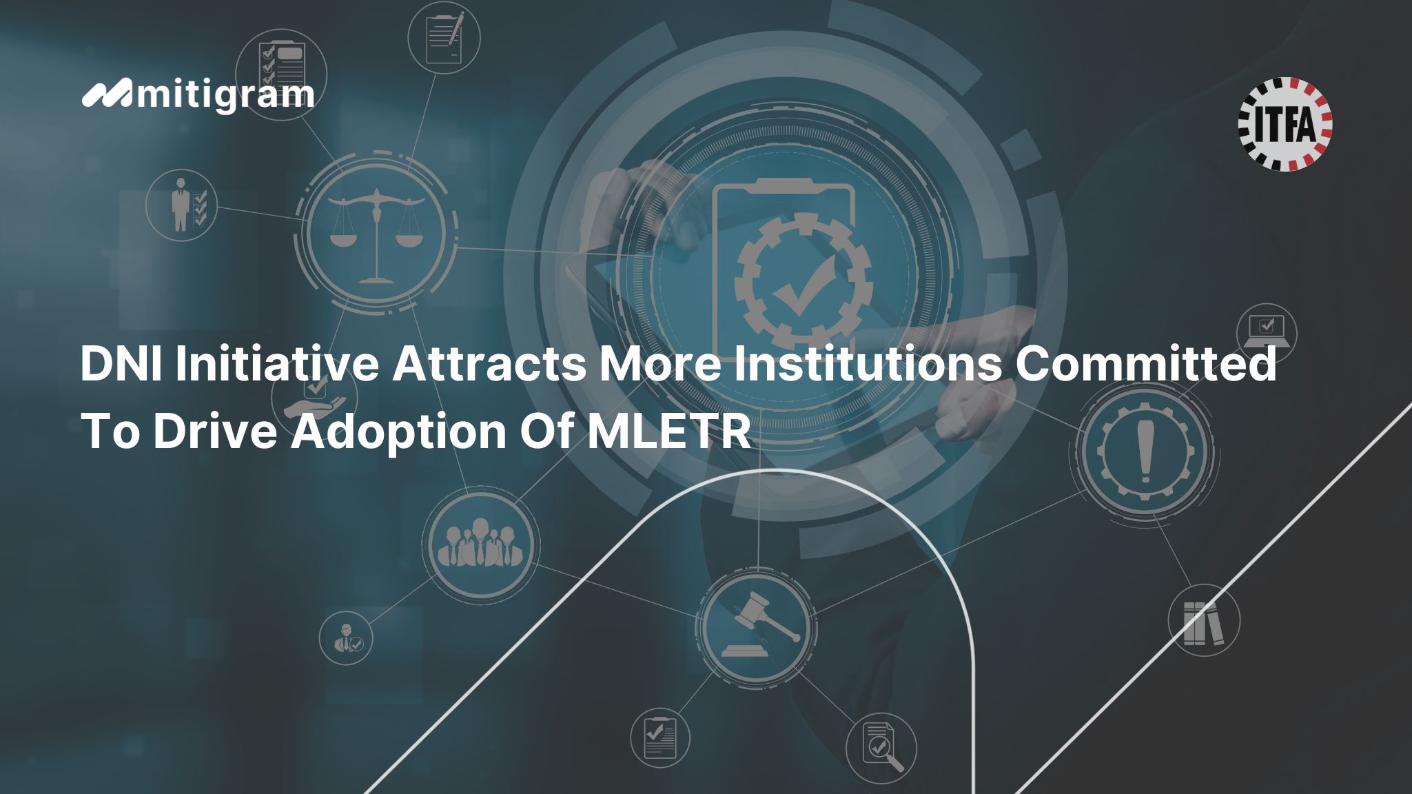 Diverse team of banking and tech professionals networking at a DNI Initiative event focused on MLETR digital trade solutions.